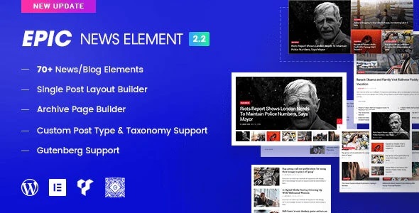 افزونه Epic News Elements | افزودنی المنتور و ویژوال کامپوزر